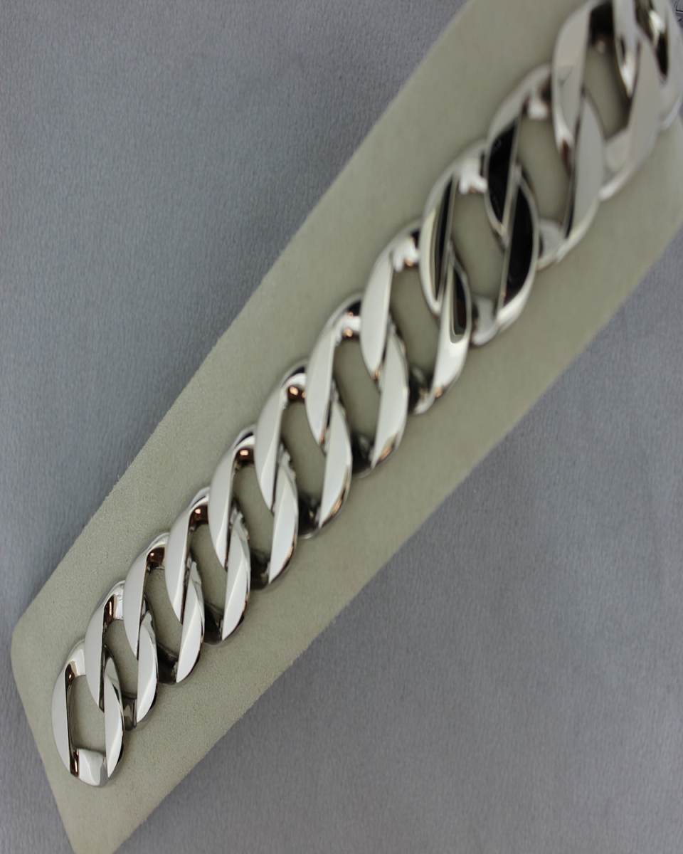 18K Palladium White Gold Curb-Link Bracelet
